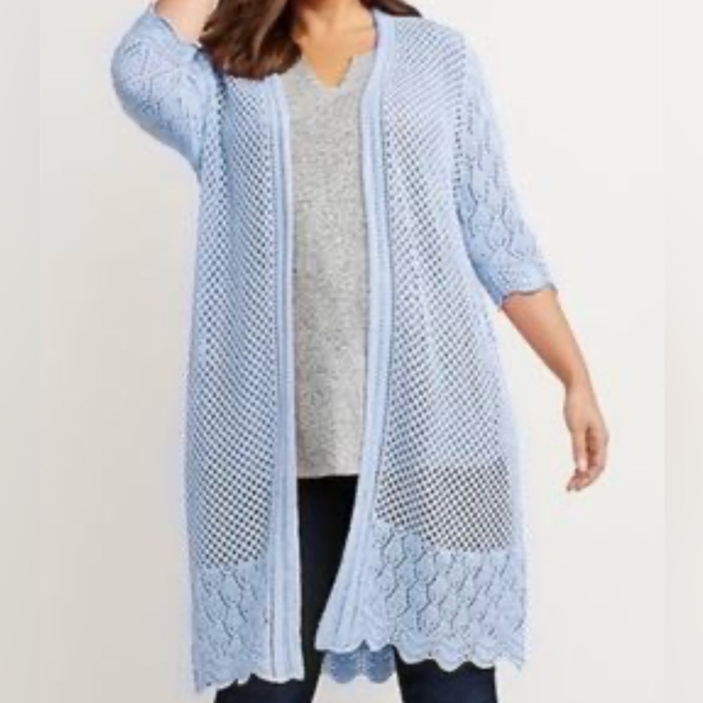 🦌 NWT Lane Bryant Long Crocket Knit Sweater Size 18/20